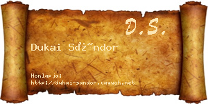 Dukai Sándor névjegykártya